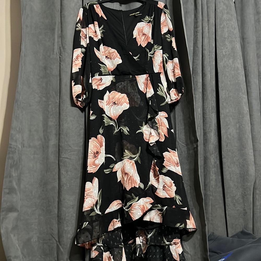1X Always Indigo. Polyester with sheer overlay dress